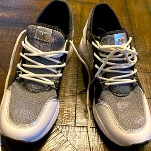 Michael Kors black white and silver platform sneakers